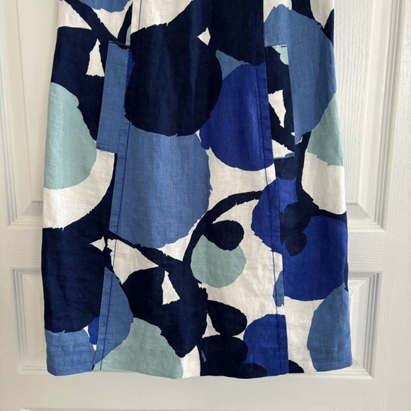 Boden Audrey Linen Shift Dress 2 Floral Collared Blue - Picture 3 of 8